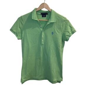 Ralph Lauren Women's Y2K Fitted Green Polo Shirt Size Medium Preppy Polo Horse